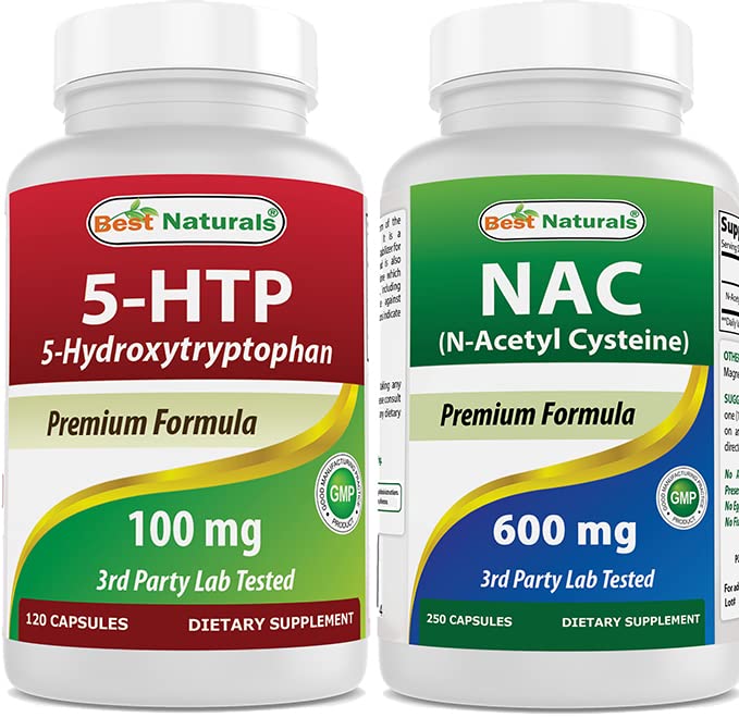 En İyi Doğal 5HTP (5-hidrxytryptophan) 100 mg & NAC - N Acetyl Cysteine 600 mg