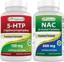 En İyi Doğal 5HTP (5-hidrxytryptophan) 100 mg & NAC - N Acetyl Cysteine 600 mg