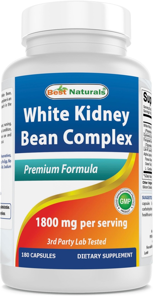 En iyi Naturals White Kidney Bean Kompleks 1800 mg In Service- 180 Capsules. Non-GMO ve Gluten Free