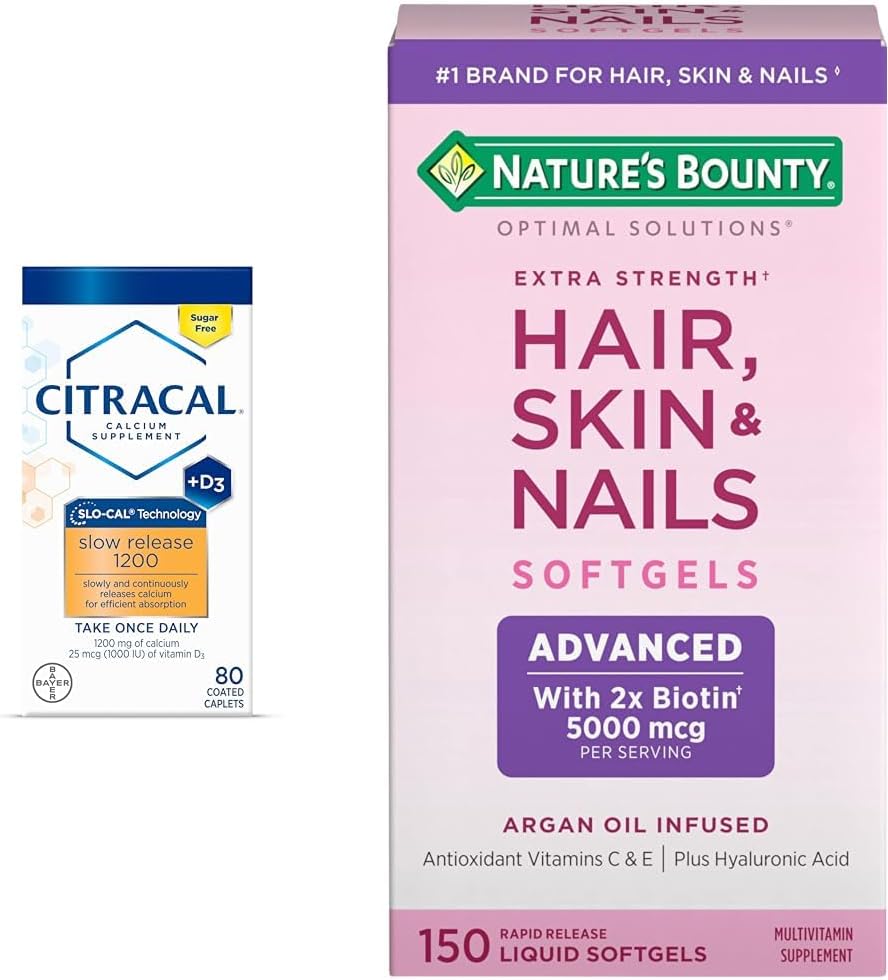 CITRACAL Slow 1200, 1200 mguba Citrate ve Food's Bounty Advanced Hair, Skin & Nails