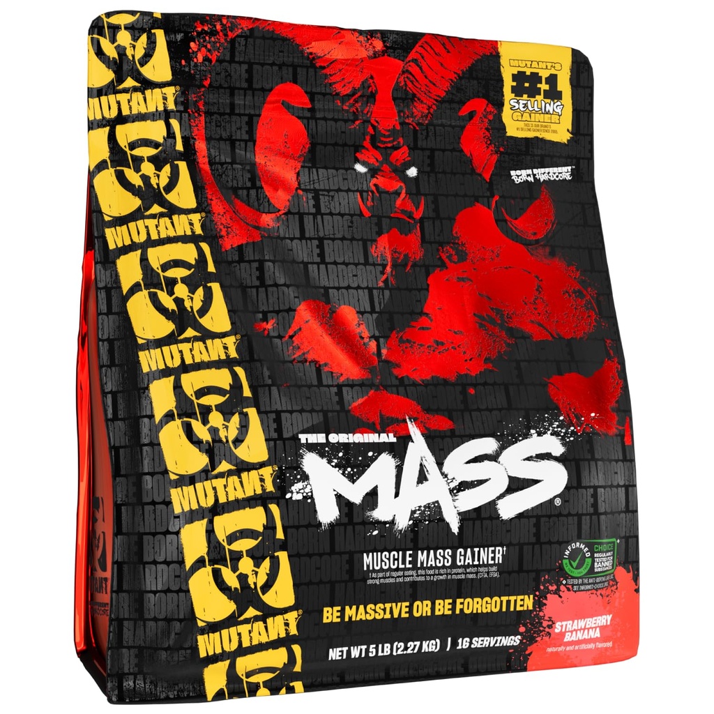 Mutant Mass | Kilo Mass Liger Protein Tozu - Mass kazanç için yüksek Calorie Protein Tozu - Strawberry Banana - 5 Pound