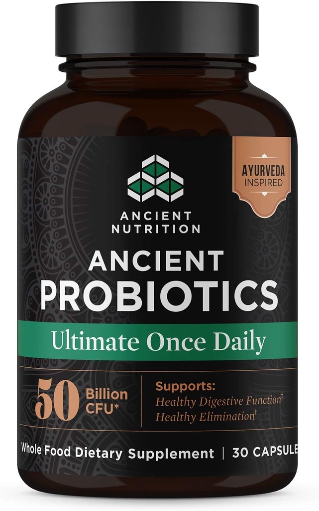 Eski Beslenme Probiyotikleri, Turmeric, Ginger ve Fenugreek, Destekler Digestive Functions, Reduces Diarrhea, Constipation, Bloating, Superfoods Mixs, 50 Milyar CFUs*, 30 Capsules