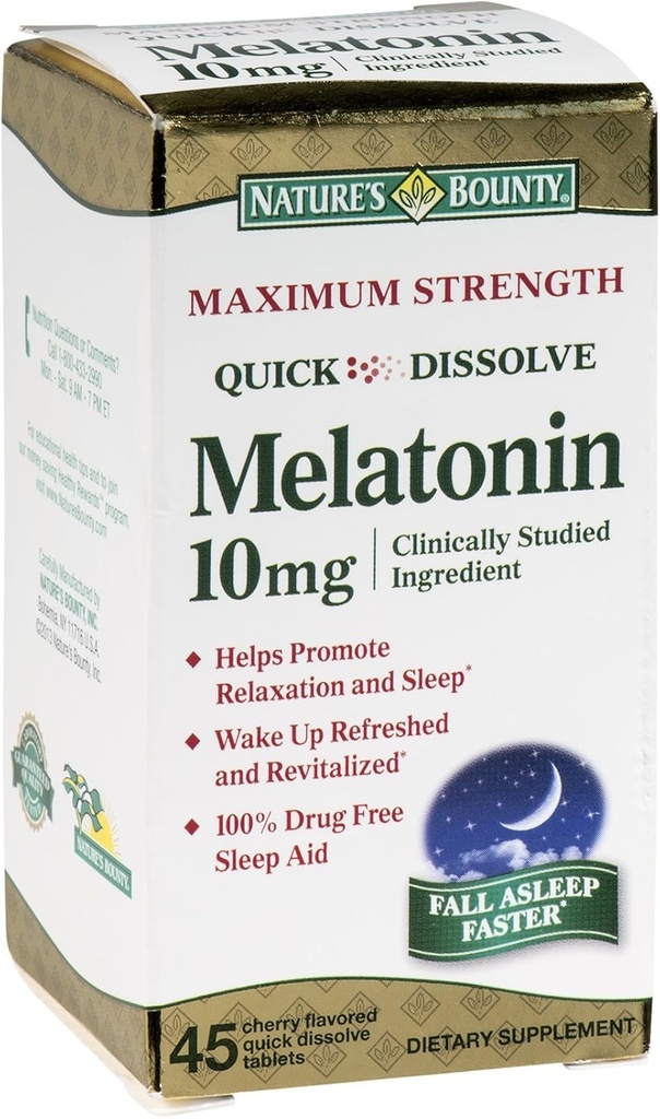 Nature's Bounty Melatonin 10 mg Quick Dissolve Tabletleri 45 ea (Pack of 3)