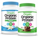 Orgain Organic Vegan Protein Powder + Greens, Vanilla Bean - 21g Plant Based Protein, Gluten Free, Dairy Free, Lactose Free, Soy Free, No Sugar Added, With Iron & Prebiotics for Gut Health - 1.94lb | Orgain Organic Vegan Protein Powder, Creamy Chocolate Fudge - 21g Plant Based Protein, Gluten Free, Dairy Free, Lactose Free, Soy Free, No Sugar Added, Kosher, For Smoothies & Shakes - 2.03lb