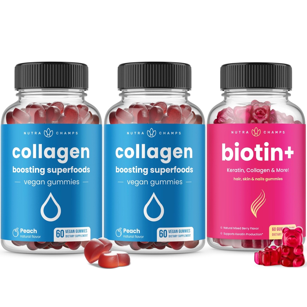 NutraChamps Complete Hair, Skin & Nails Sche - Biotin, Collagen, Keratin & More