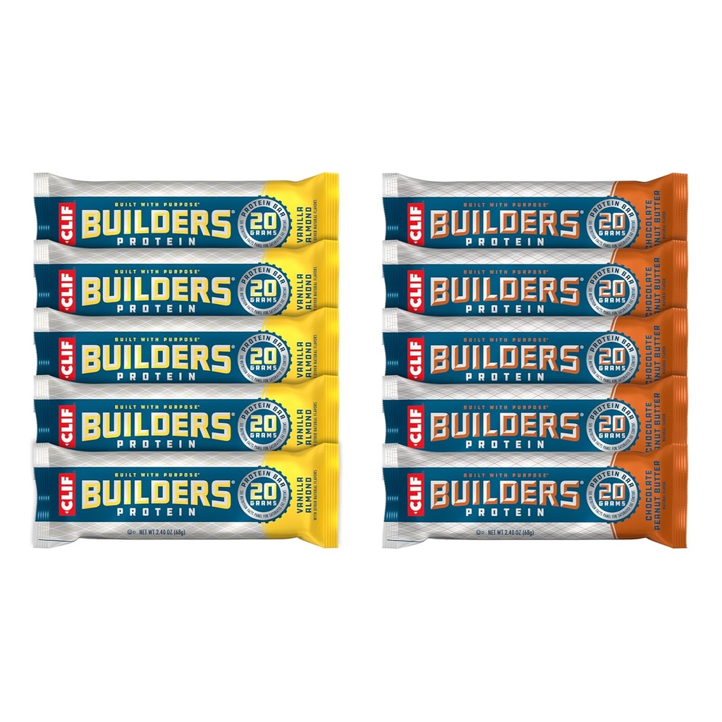 CyF Builders - Chocolate Peanut Butter ve Vanilla Almond Flavor - Çeşitli Paket - Bitki bazlı Protein Barlar - Gluten Free - Non-GMO - Low Glycemic - 20g protein - 2.4 oz.