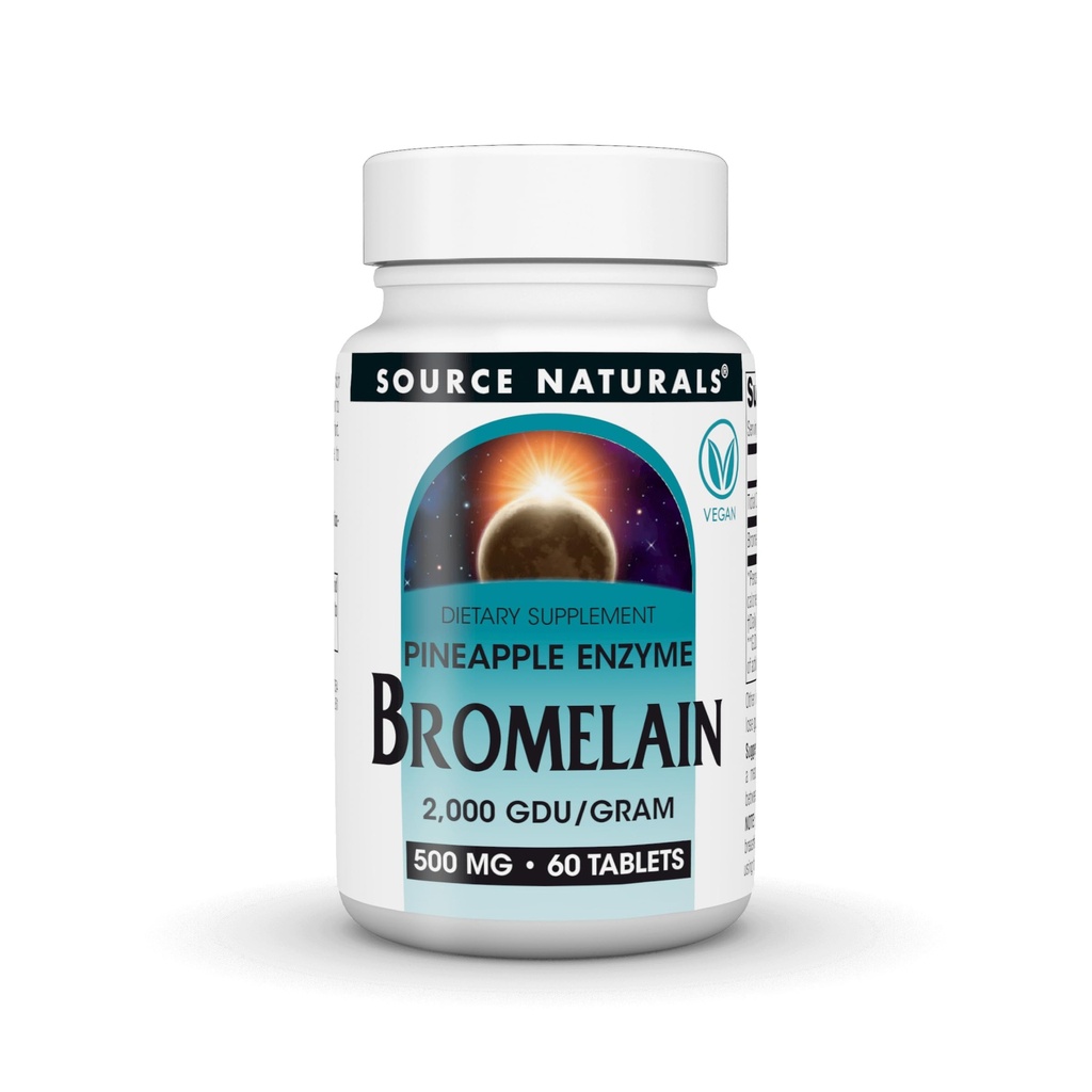 Source Naturals Bromelain, 2,000 GDU/GRAM, Pineapple Enzyme, 500 MG - 60 Tablet