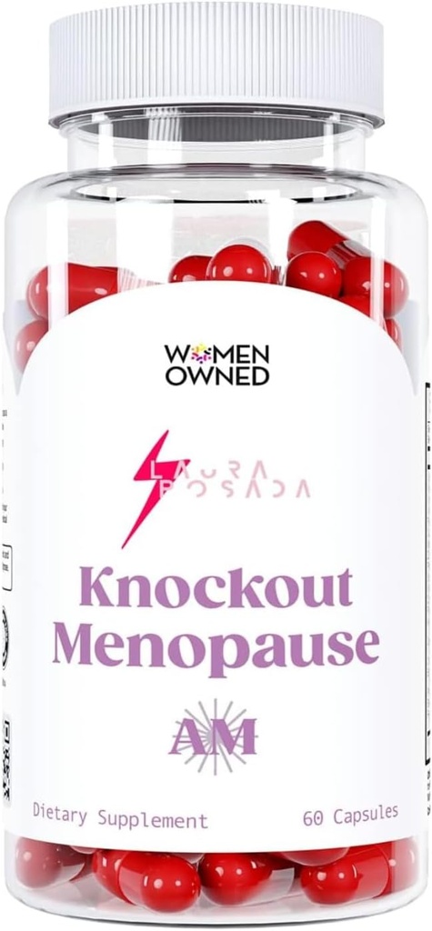 Knockout Menopause AM - Natural Menopause + Perimenopause Multi-Symptom Relief for Hot Flashes, Mood Swings, Kilo Verme, Enerji eksikliği, Fatigue, Headaches (1 Ay Supply), 60.0 Count
