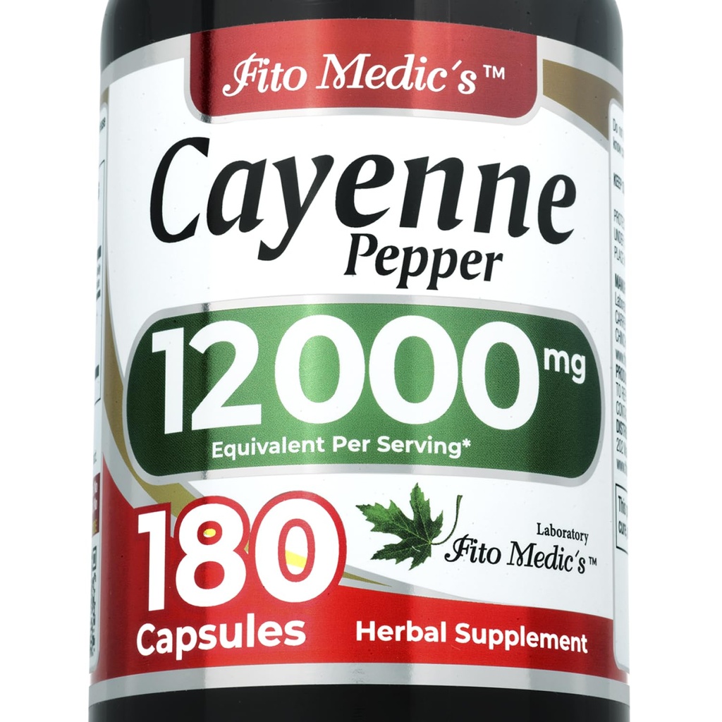 FITO MEDIC'S Lab | Cayenne Pepper Capsules Organik | Cayenne Pepper Extract | 3Capsule Için 600 mg 20:1 | 180 Capsules
