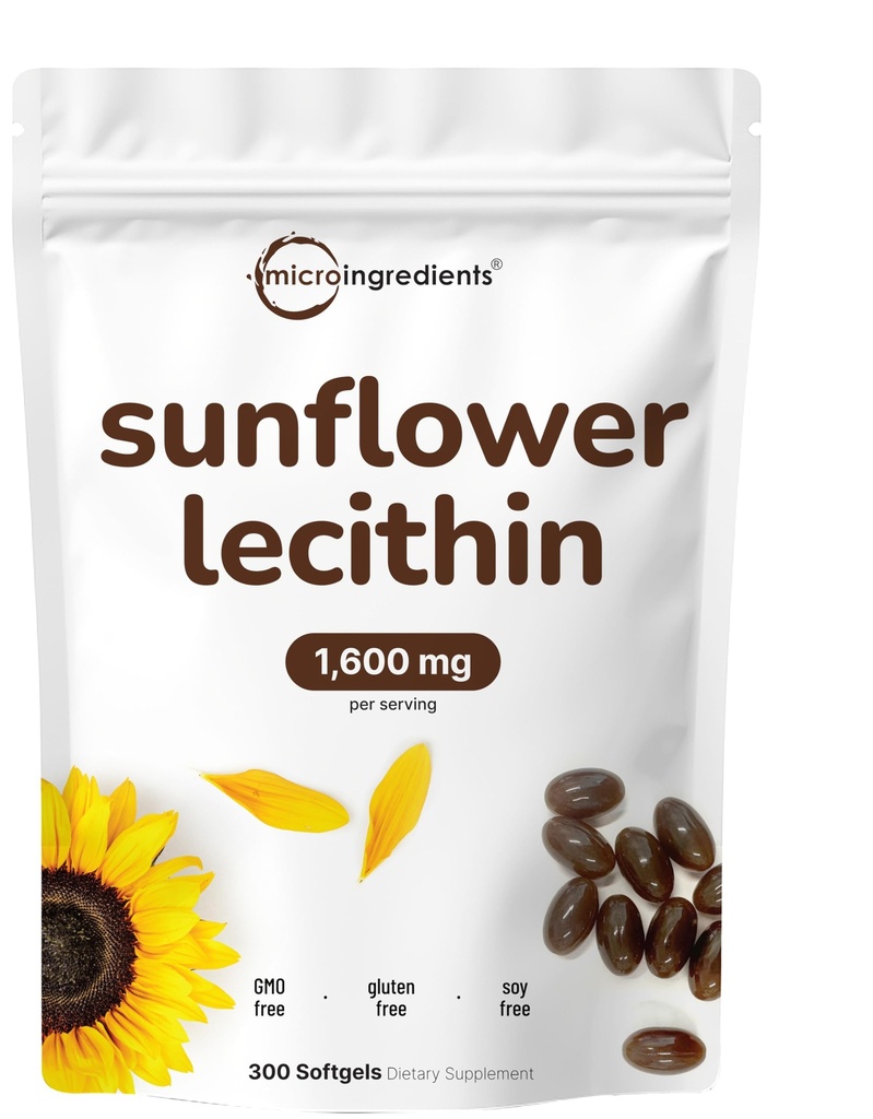 Mikro Malzemeler Sunflower Lecithin 1,600 mg Per Servis, 300 Softgels | Sustainally Farmed Source, Cold Pressed, Rich in Phosphatidyl Choline | Lactation Supplement* | Soy Free, Non-GMO