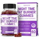 Night Time Fat Burner Gummies (60 Kont) Kilo Kaybı ve Metabolism - Sugar-Free - Delicious Raspberry Flavored Melatonin Supplement Gummies - Vegan Güvenli - Üçüncü Parti Test Edildi - ABD'de Yapıldı