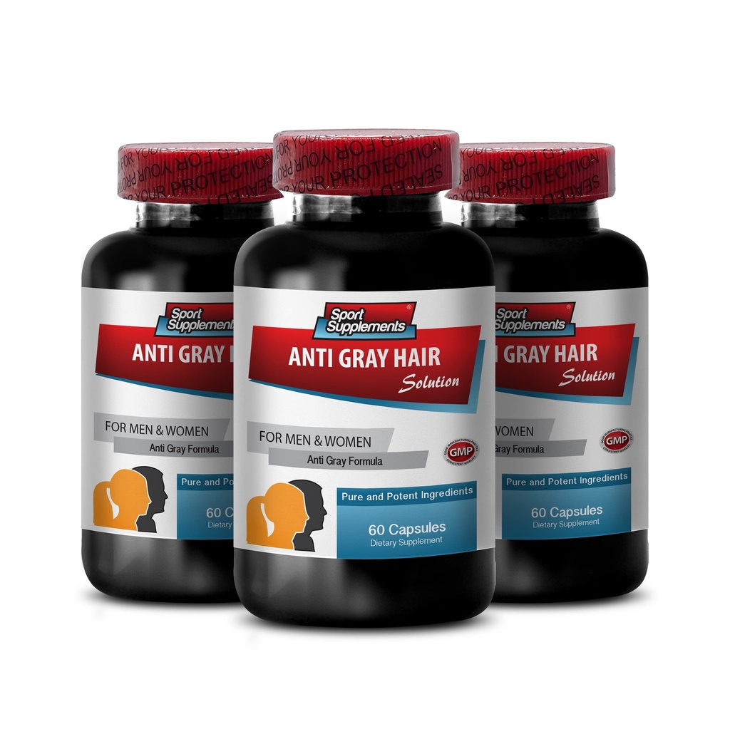 Folic Acid Bulk Supplements - Anti Gray Saç - Catalase Supplement, Gray Hair Away, Gray Saç Tamamı, Grey Hair Reversal Supplements, Ters Saç Supplement, 3 Şişe 180 Caps