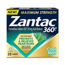 Zantac 360 maksimum Güçlü, Cool Mint, 25 Kont, Heartburn Önleme ve Yardım, 20 mg Tabletler