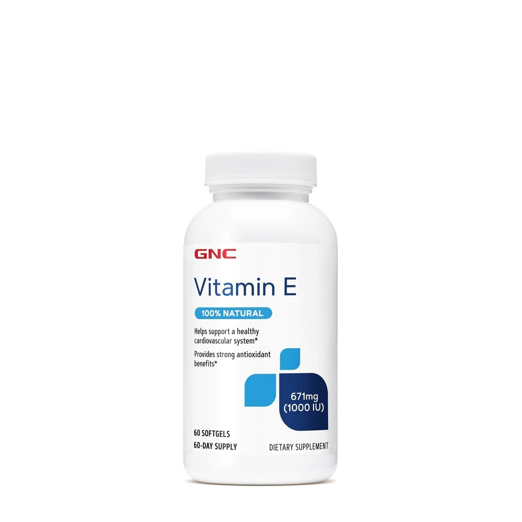 GNC Vitamin E 100% Natural 1000IU - 60 Softgels, 60 Servings
