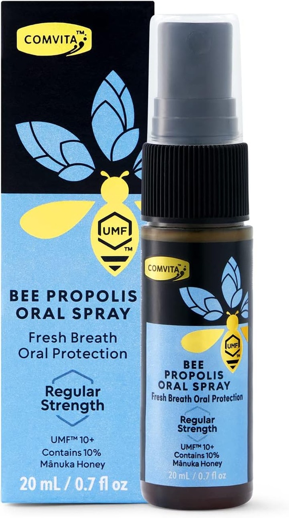 Comvita Bee Propolis Throat Spray - Natural Immune Support, Soothing Mint Flavor with New Zealand UMF 10+ Manuka Honey, Antioxidant, Dietary Supplement - 0.7 fl oz