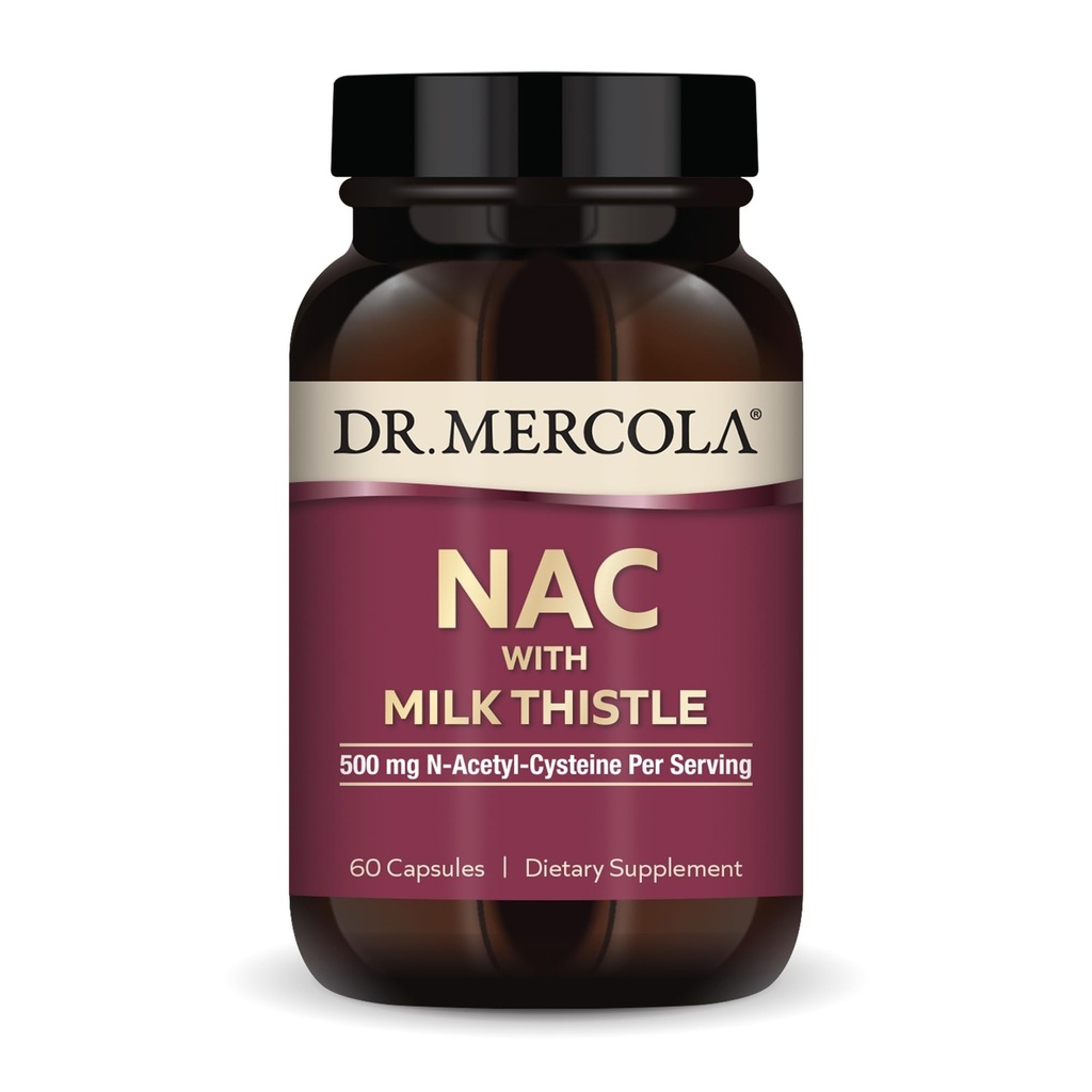 Dr. Mercola NAC with Milk Thistle - with Antioxidants - Supports Normal Detoxification Processes - 500 mg N-Acetyl-Cysteine per Serving - Non-GMO, Gluten-Free & Soy Free - 60 Capsules (30 Servings)