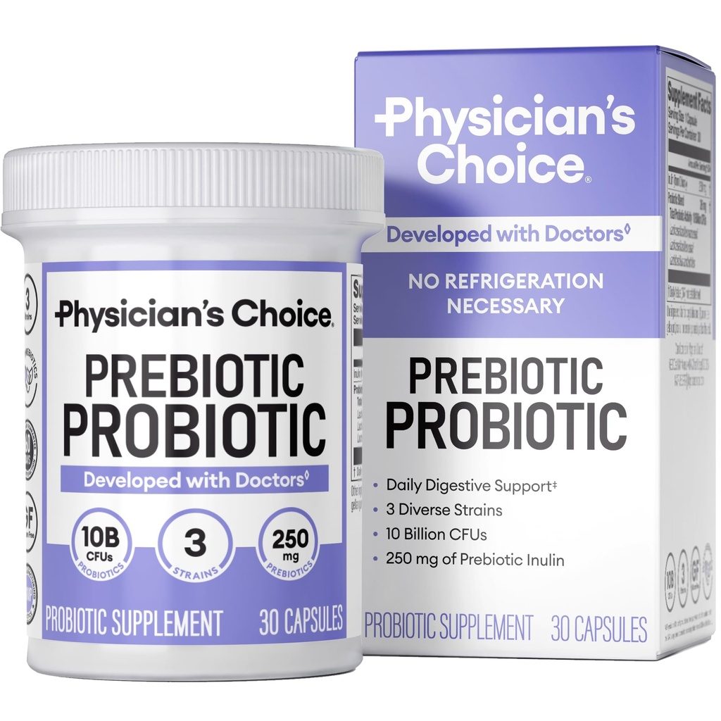 Doktor CHOICE Prebiyotik-Probiyotik - Multi-Strain Probiyotiks & Synergistic Prebiyotiks - Digestive Health için Tasarlandı, Gut Microbiome Destek - Kadınlar ve Erkekler için Güçlü PrePro
