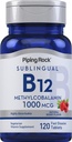 Piping Rock Vitamin B12 1000 mcg Sublingual | 120 Tablet | Metilcobalamin | Berry Flavor | Vegetarian, Non-GMO, Gluten Free Supplement Supplement