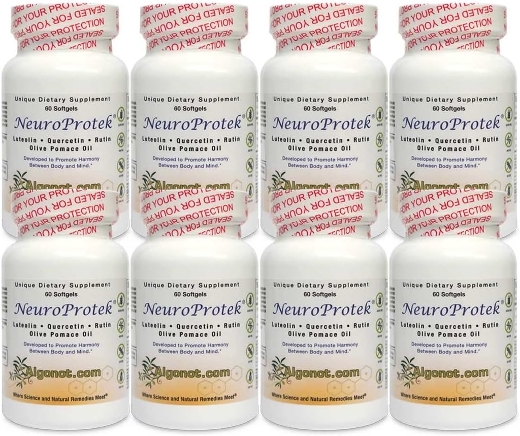 Algonot NeuroProtek 8 Paketi: Zeytin Pomace Petrolünü Kullanan tek dudak Luteolin Ürünleri. Luteolin, Quercetin ve Olive Pomace Oil (Redük Fiyat)