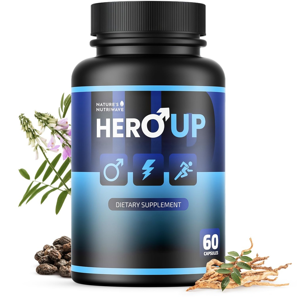 KahramanUP - Bitki bazlı Malzemeler ile Doğal Sağlık Tamamı - GMO, Stimulant-Free | ABD'de Made in the USA, GMP-Cerrec | 60 Capsules, 1 Ay Suppyy