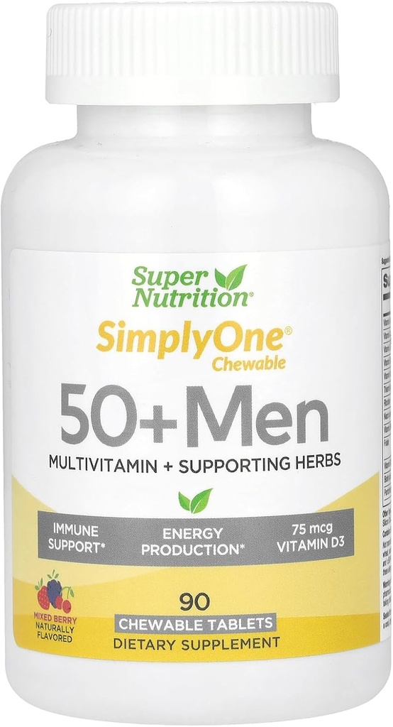 SuperNutrition Multi-Vitamin for Men 50+, High-Potency, One/Day Chewable Tabletler, 90 Day Supply Wild Berry 90 Count (Pack of 1)