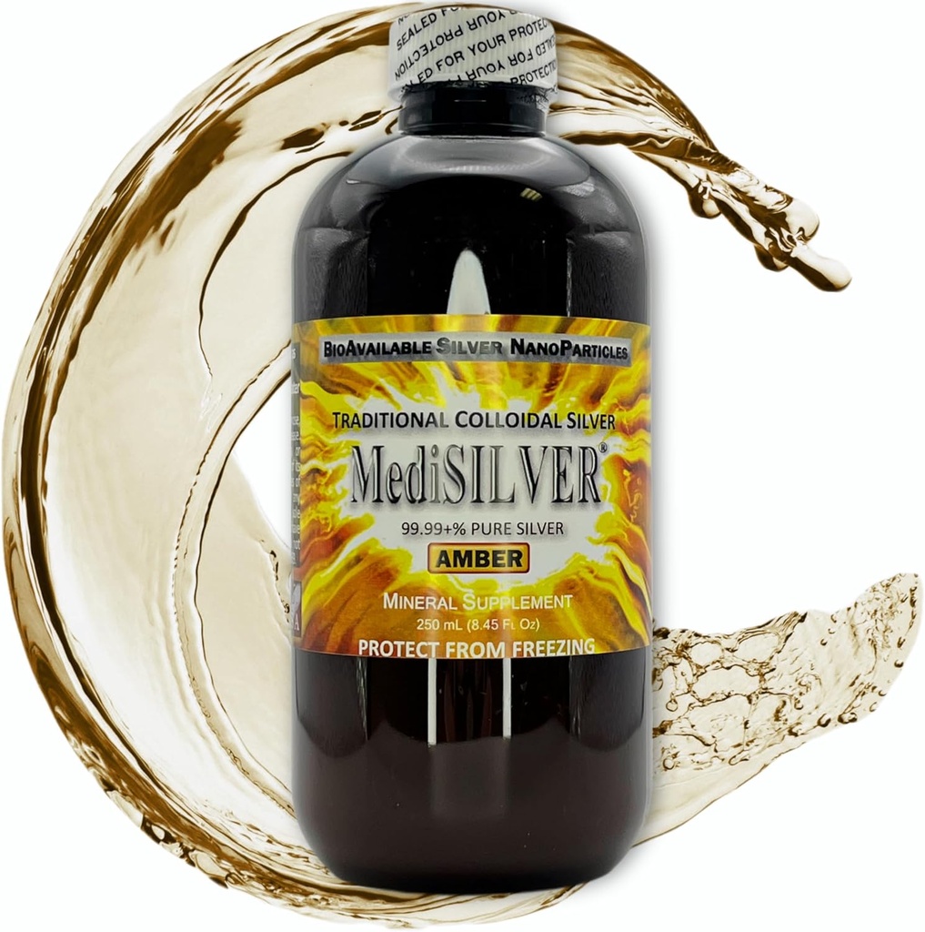 MediSILVER Amber Immunity ATM Geleneksel Gerçek Colloidal Gümüş AgNP Nutrient - 250 mL Amber Plastik Şişe Şişe