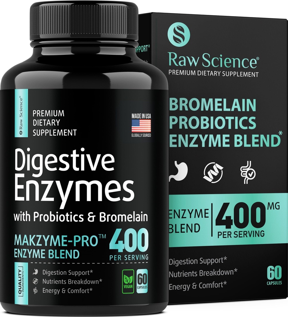 Kadınlar ve Erkekler için Probiyotikler ile Enzymes Digestive Health - Bloating Relief, Gut Health Supplements: Bromelain, Papaya Enzyme, Asitofilius Probiyotik, Lactase Enzymes for Digestion - 60ls Pilleri