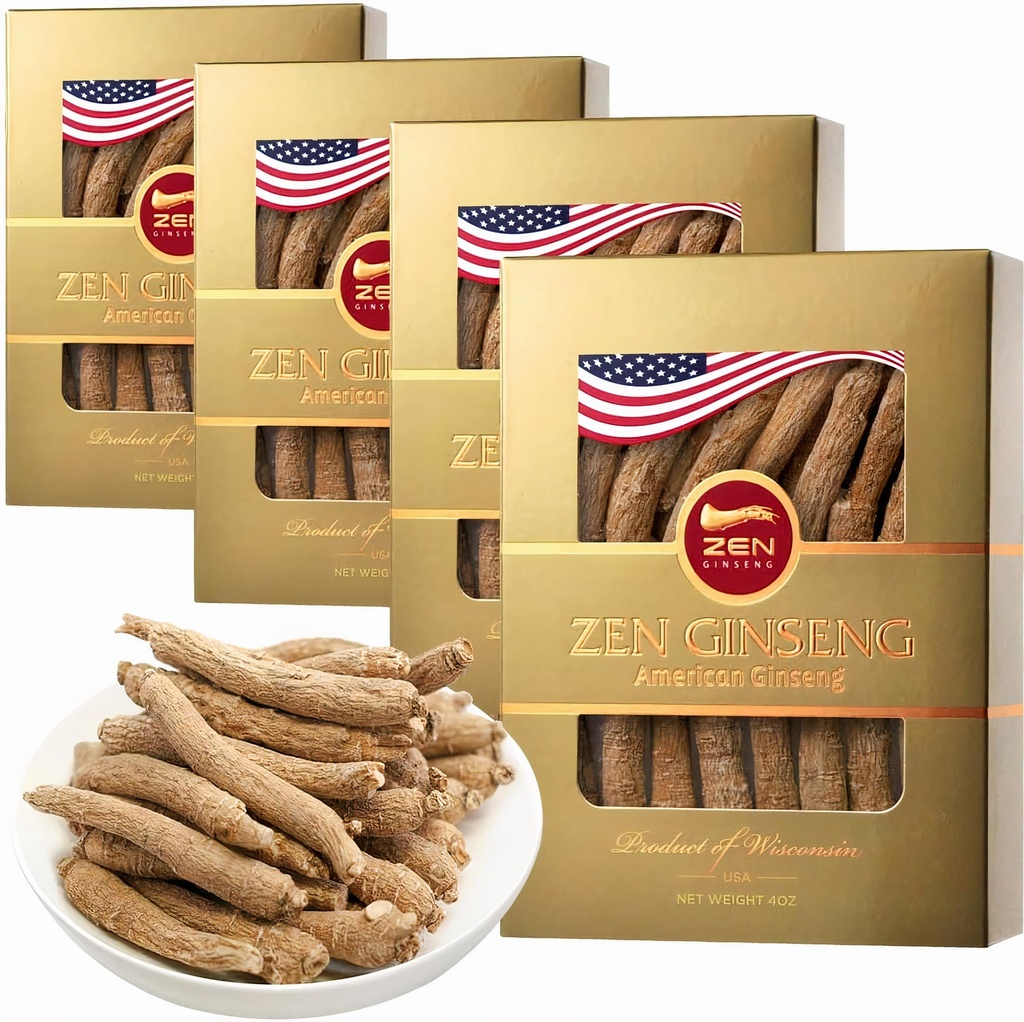 4 Amerikan Wisconsin Macintosh Kutuları - Küçük Uzun Kök - Premium Kalite Panax BTC. Boosts Body Immunity, Energy for Men & Women (16oz)