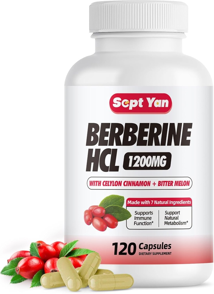 Berberine Supplement 1500 mg with Ceylon Cinnamon - Berberine Capsules with Bitter Melon, Banaba Leaf, Gymnema Syivestre for Immune, Metabolism, Digestion & Heart Health, Vegan 120 Capsules
