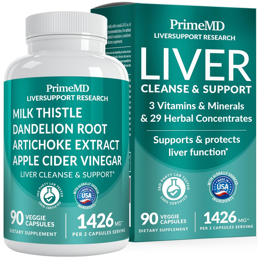 32-in-1 Liver Support with Milk Thistle Supplement – Liver Detox with Silymarin, Artichoke Extract & Beetroot Toz – Liver Cleanse için Kapsamlı Sağlık Formülü – 1426 mg (90 sayı)