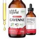 Vahşi & Organik Cayenne Pepper Tincture - Capsaicin Extract ile Kalıcı Destek - Cayenne Pepper Sıvısı Genel olarak İyi Olmalı - Vegan, Şeker & Alkol Özgür - 4 fl ozzz