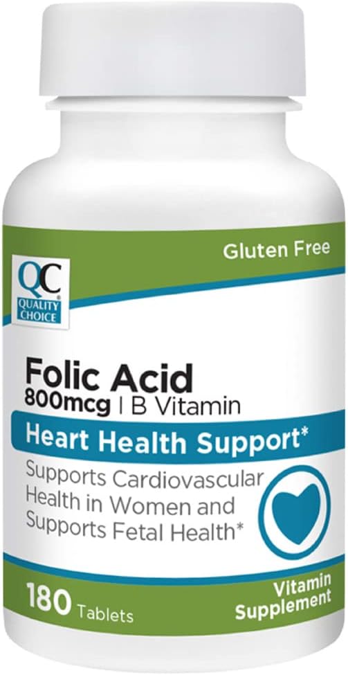 Quality Choice Heart & Fetal Health 180 Count Folic Acid 800 mcg + B Tabletleri