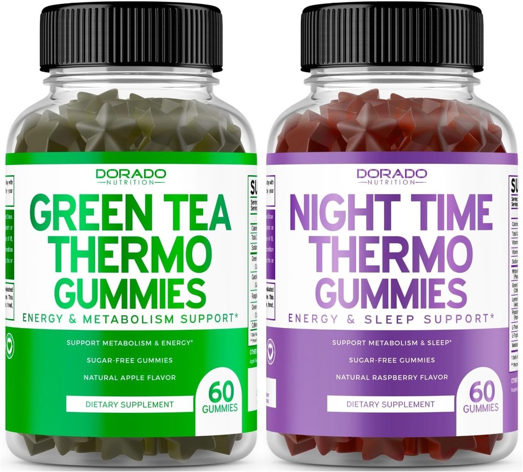Green Tea Fat Burner Gummies (60 Kont) - Appetite Suppressant Kilo Kaybı Tamam ve Gece Zamanlı Fat Burner Gummies (60 Kont) Kilo Kaybı ve Metabolism Supplement - Üçüncü Parti Test Edildi - ABD Made