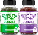 Green Tea Fat Burner Gummies (60 Kont) - Appetite Suppressant Kilo Kaybı Tamam ve Gece Zamanlı Fat Burner Gummies (60 Kont) Kilo Kaybı ve Metabolism Supplement - Üçüncü Parti Test Edildi - ABD Made
