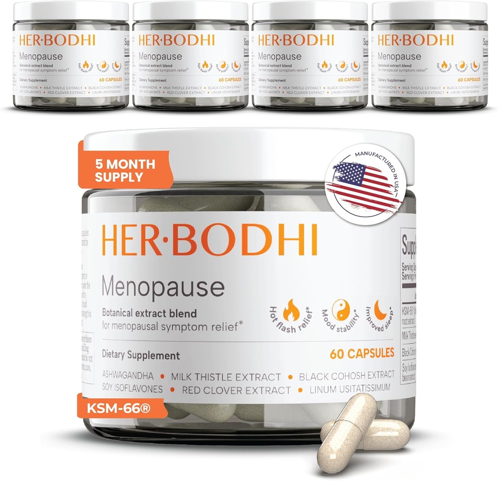 Erkeklero- Menopause Hormonal Balance for Women, Estrogen Soy Isoflavones Menopause Supplement for Women, Ashwagandha, Black Cohosh Hot Flashes Menopause Relief, Night Sweats Relief 300Caps