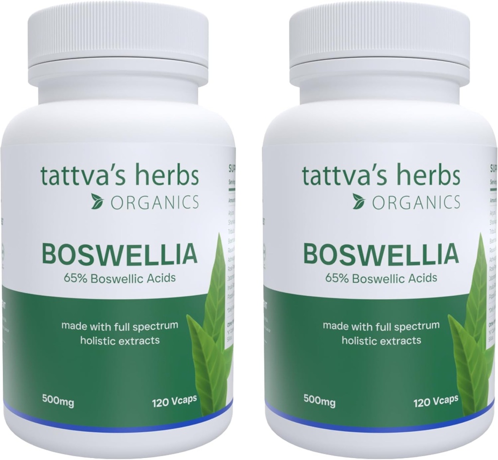 Tattva'nın Herbs Boswellia Serrata Supplement, Boswellia Extract Capsules, Ortak Destek Tamam, CO2 Ekstraksiyon, Boswellia Komplek Toz, 2Pack, 240 Kont, 500 mg - 25 Yıl Premium Servis
