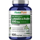 NusaPure Luteolin Kompleksi ile 200 mg | 100 Capsules | Vegetarian, Non-GMO & Vegan Flavono