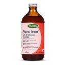 Flora Iron - Vegan Sıvı Demir B Vitaminleri ile Ek - Kırmızı Kan Hücre & Enerji Desteği - Yeast-Free & Gluten-Free - Delicious Fruit Juice Base - 15 fl. oz. Şişe cam şişe