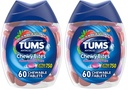 TUMS Chewy, Chewable Heartburn Relief ve Acid Indigestion Relief için Antacid Tabletleri Bites - 60 Kont (Pack of 2)