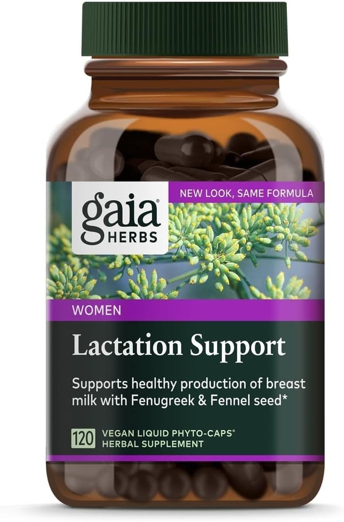 Gaia Herbs Lactation Support - Hemşire Anneleri'nde Kadın Sütün Sağlıklı Üretimini Destekler* - Fenugreek Tohum, Fennel Tohum ve Raspberry Leaf - 120 Vegan Sıvı Phyto-Capsules (40-Day Supply)