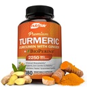 NutriFlair Turmeric Curcumin with Ginger and BioPerine Black Pepper Supplements, 180 Capsules -% 95 Curcuminoids - Ortak Destek, Antioksit - Natural, Non-GMO, Vegan En Az Potency