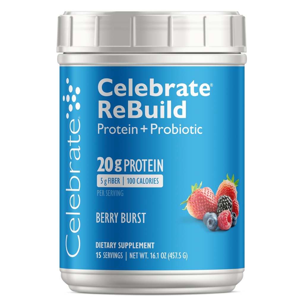 Probiyotiks & Prebiyotiks ile Protein Tozunu Yeniden Oluşturun - 20g Whey Isolate proteini, Yüksek Fiber, Post Bariatrik Cerrahi Hastaları için - Berry Burst (15 Hizmet)