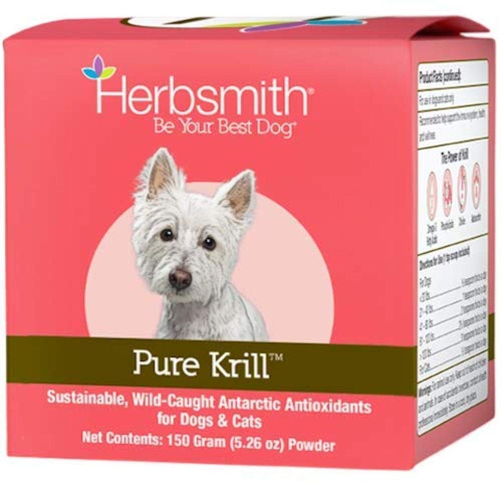 Herbsmith Pure Krill - Wild-Caught Antarktika Krill - Sadece 1 Malzemeler - Köpekler için Astaxanthin - Hazır Omega 3s - Köpekler için Alternatif - 150g