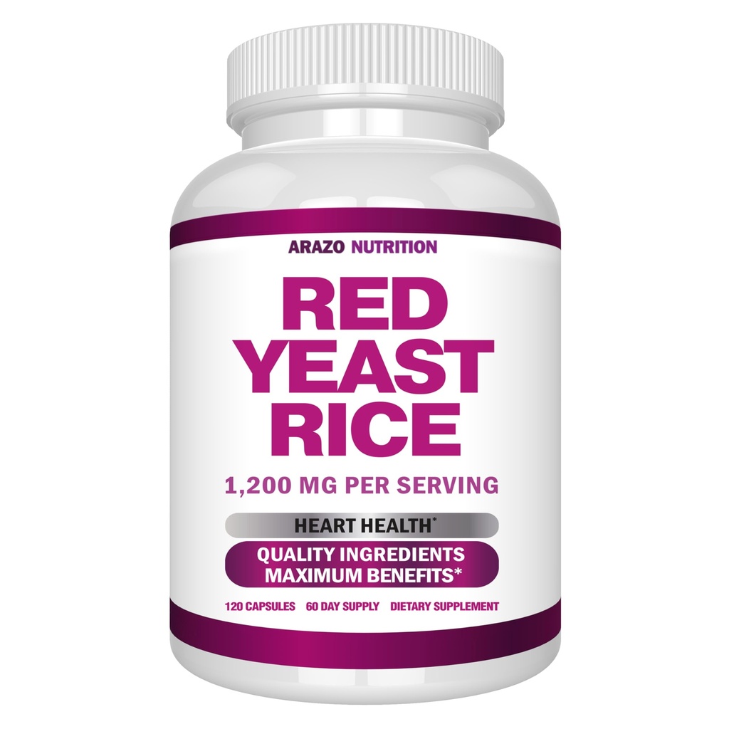 Arazo Beslenme Kırmızı Yeast Rice 1200 MG – Citrinin Free Supplement – Vegetarian 120 Capsules