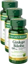 Nature's Bounty Ginkgo Biloba Capsules 120mg, Memory Support Supplement, Supports Brain Function and Mental Alertness, 100 Capsules (Pack of 3)