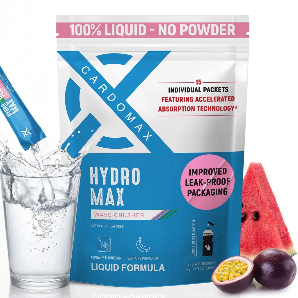 CardoMax Hydromax Electrolyte Drink Mix –Wavecrusher Flavor 15 Sıvı Packets with Piyal & Magnezyum – Zero Sugar, Keto & Vegan Electrolytes for Rapid Hydration & Recovery Supplement Supplement Supplement
