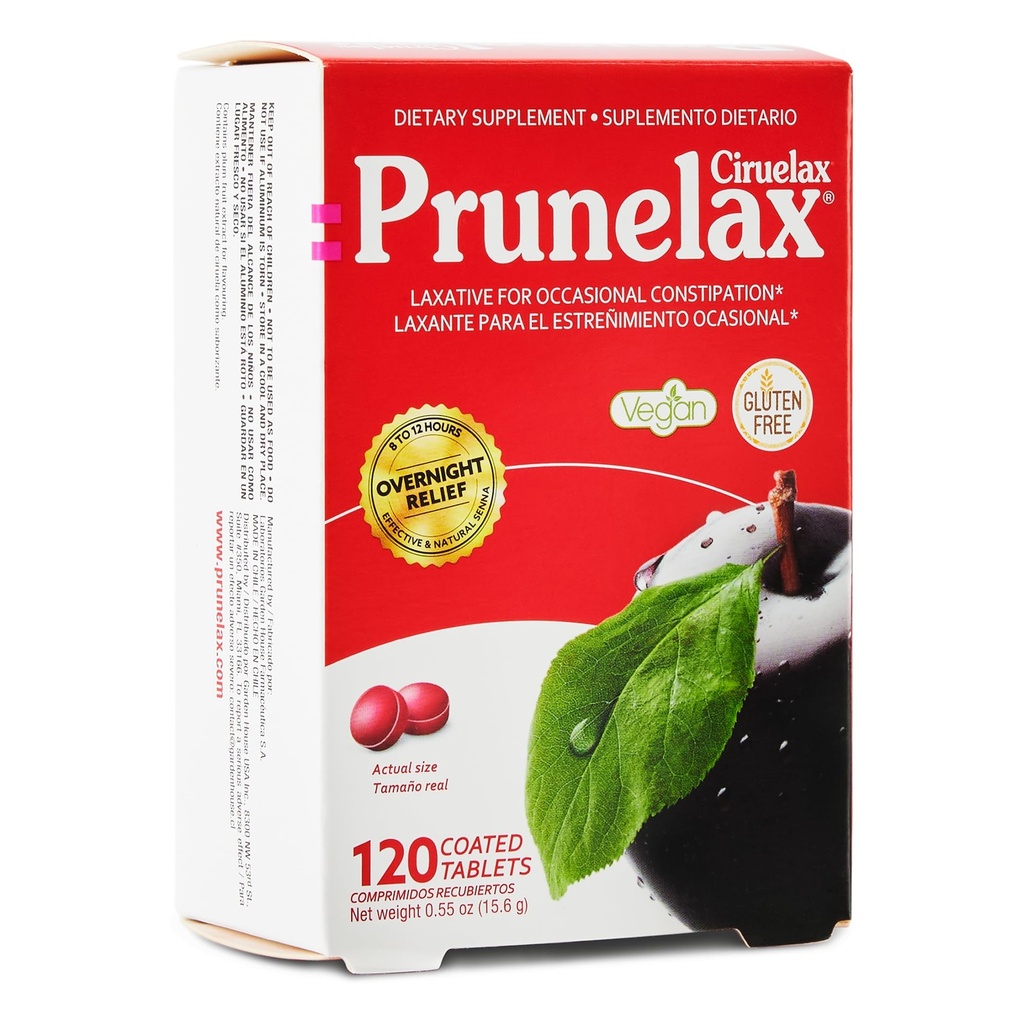 Prunelax Ciruelax Düzenli Kuvvet Laxative Mini Tabletler - Occasional Constipation, Senna Extract, Vegan & Gluten-Free, Gentle Relief - 120ct