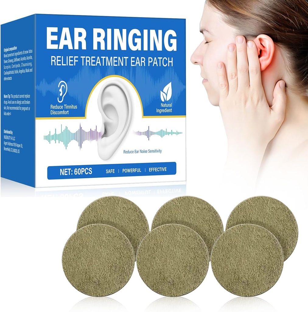 Ringing Ears için Tinnitus Relief, 60 PCS Tinnitus Trêatment Patches, Etkili bir şekilde Ear Ringing & Ear Gürültü, Tinnitus Patches with Materials Naturals, improves Ear Discomfort