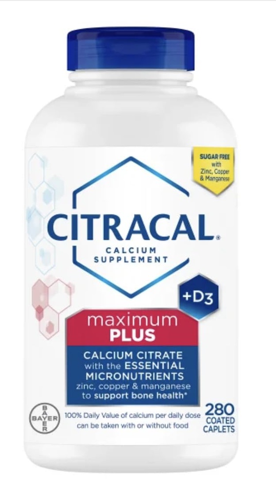 Citra-Cal+D3 Supplement with çinko, Copper, Magnezyum, Maximum Plus, 280 Count