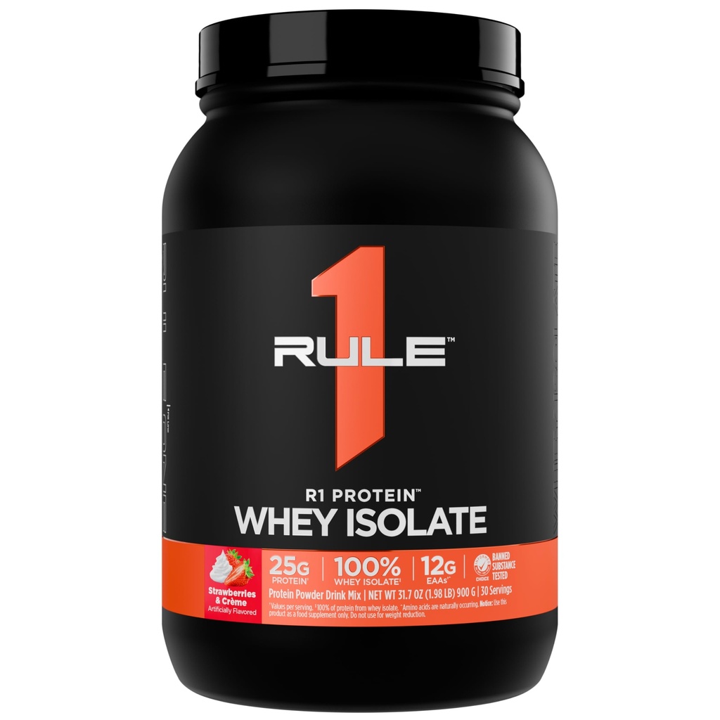 Kural 1 R1 Protein Whey Isolate - 25g protein & 6g BCAA, Workout Recovery (2 Pounds*, Strawberries & Crème) için izolasyonlu ve Hydrolyzed Kaynaklardan özel olarak.